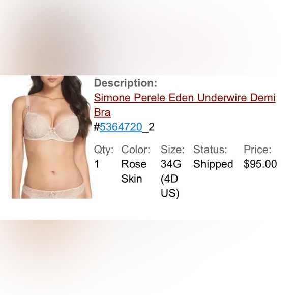 Simone Perele Eden Underwire Demi Bra. Size: 34G (4D US). - Picture 8 of 8